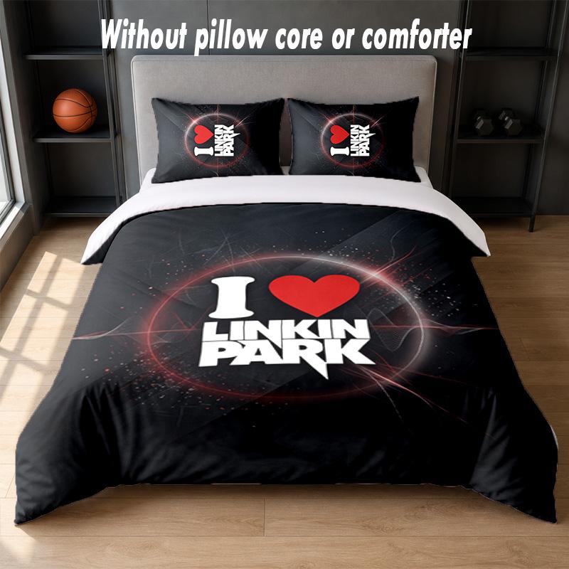 Linkin Park Design Bed Bedding Set 1 Duvet Cover + 2 Pillowcases Soft Breathable Household Bed Linens