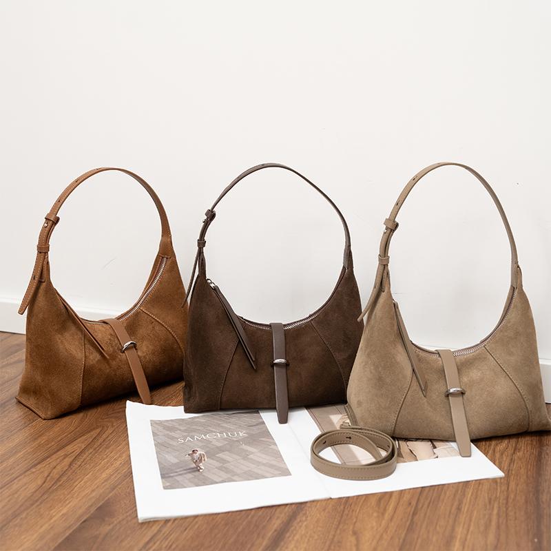 Ladies' Suede Handbag Designer Style Fashiable and Elegant Crossbody Bag High-quality Cowhide Suitable for Commuting To Work