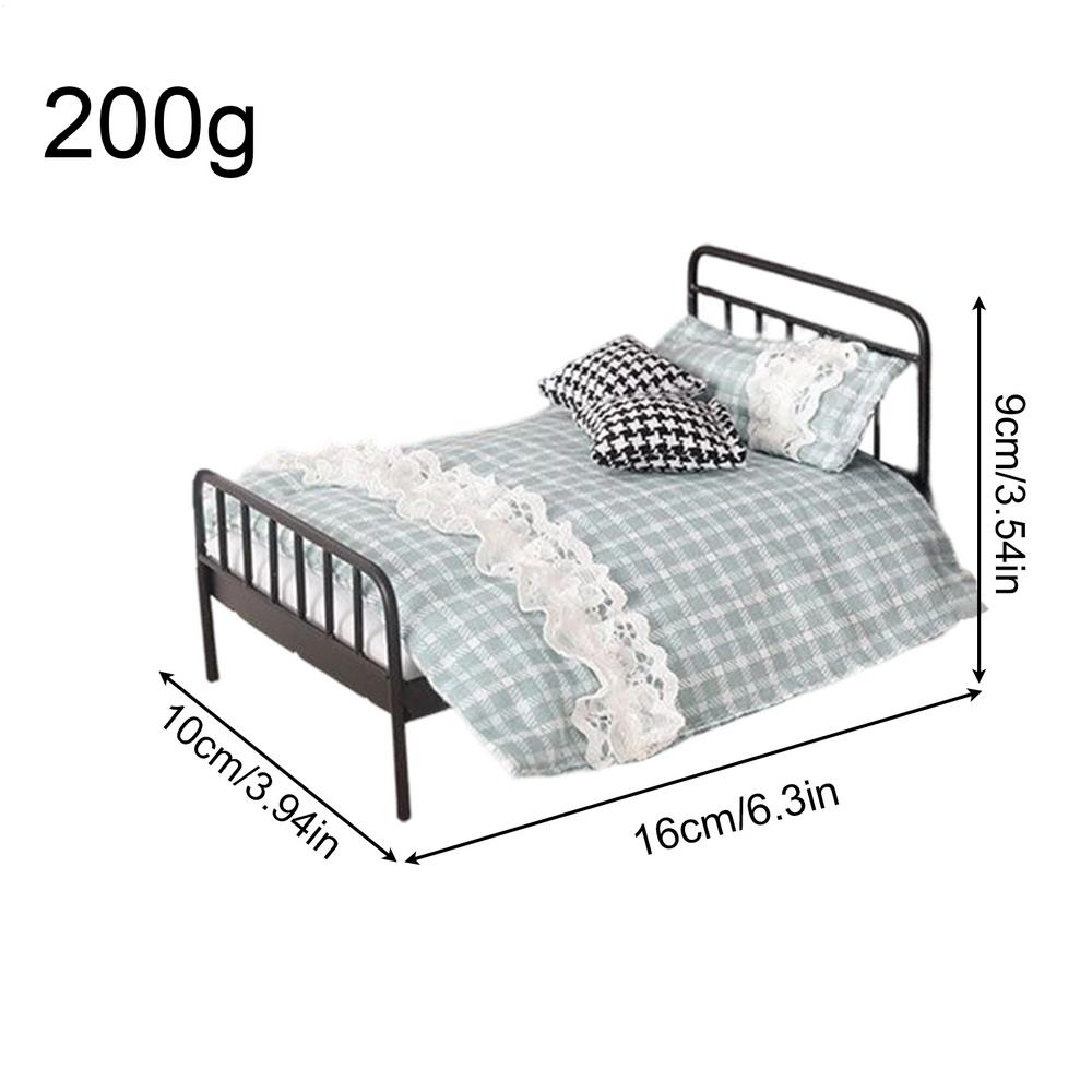 1:12 Dollhouse Miniature Wood Bed Bedroom Simulation Furniture Model Mini Doll Bed Doll Bedroom Doll House Furniture синий