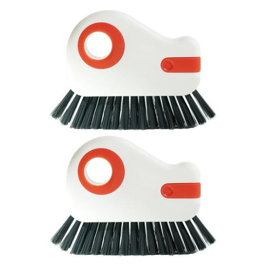 2Pcs 2-in-1 Window Track Cleaning Brush with Hard Bristles Ergonomic Handle Gap Brush Scraper Groove Cleaner Tool