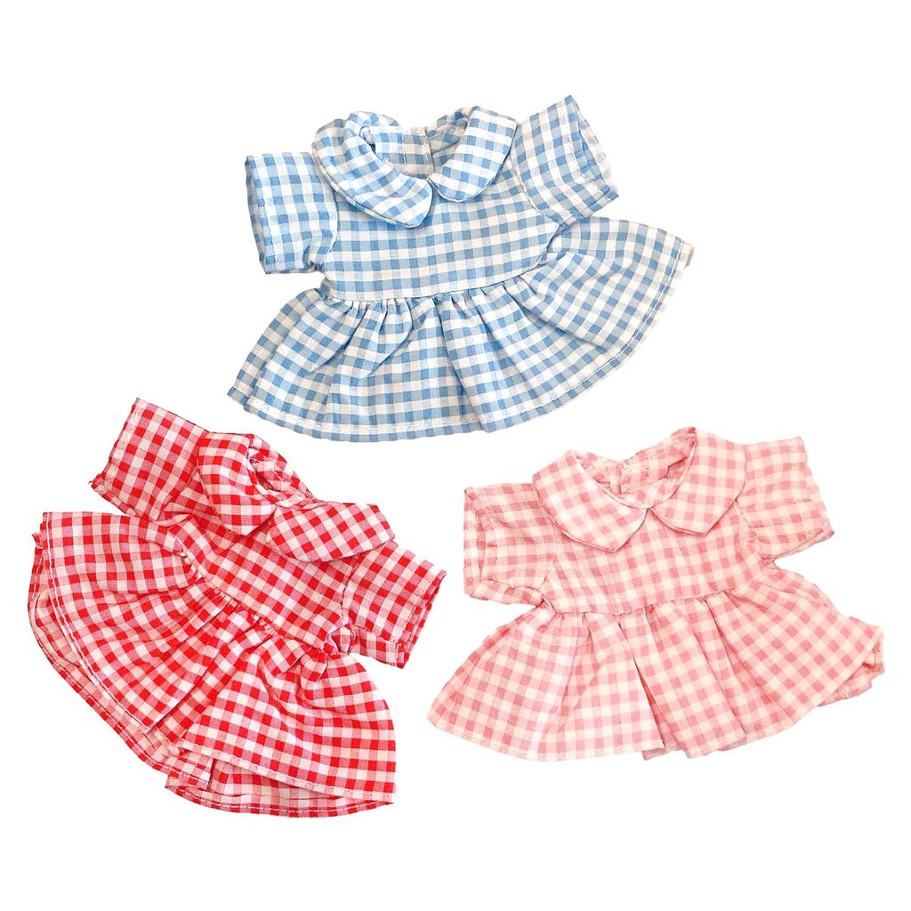 Retro Country Dress, Checkered Red, 10cm Plush Toy, Kigurumi, Accessories, Otaku, Doll, Mascot, Kpopdoll, Costume [Used]
