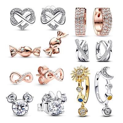 Copper Exquisite Sun & Moon Earrings Women Jewelry Luxury Gifts Original Design Lnfinity Heart Stud Earrings Fashion Jewelry