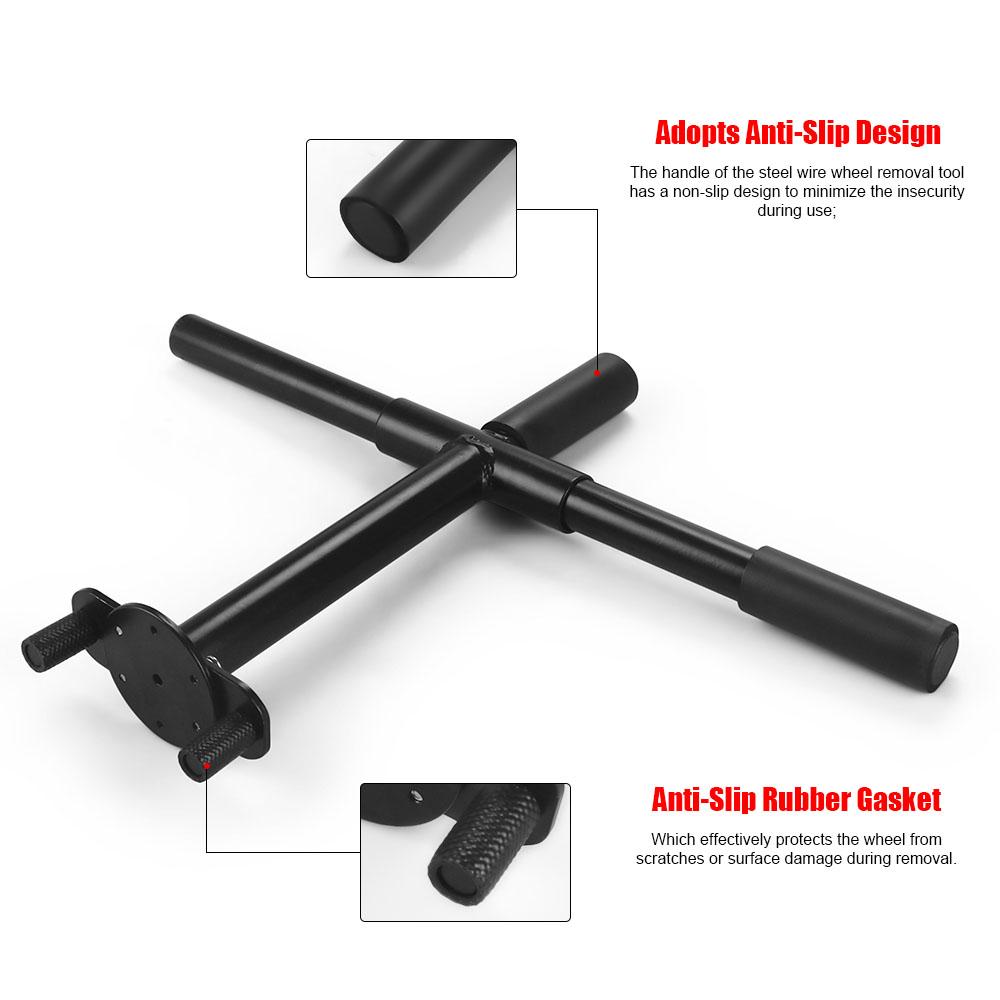 Steel Wire Wheel Knock Off Remover Tool with Non Slip Handle, 2 3 Bar Switchable Steel Wire Wheel Removal