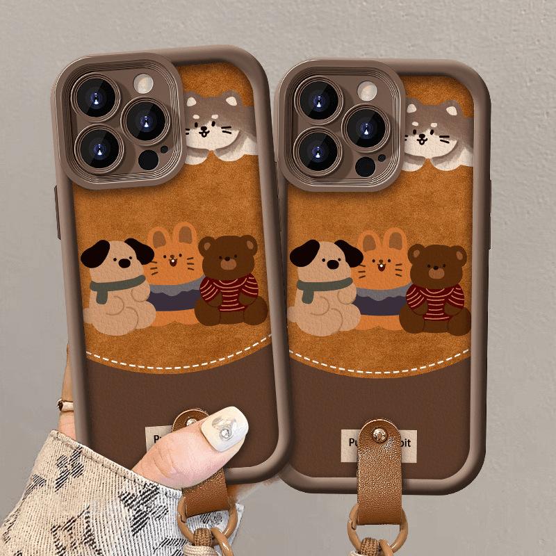 The Row Sitting Cartoon Phone Case Is Suitable for IPhone16promax  IPhone 15 Protection 14 Cute  13 Creative Lanyard