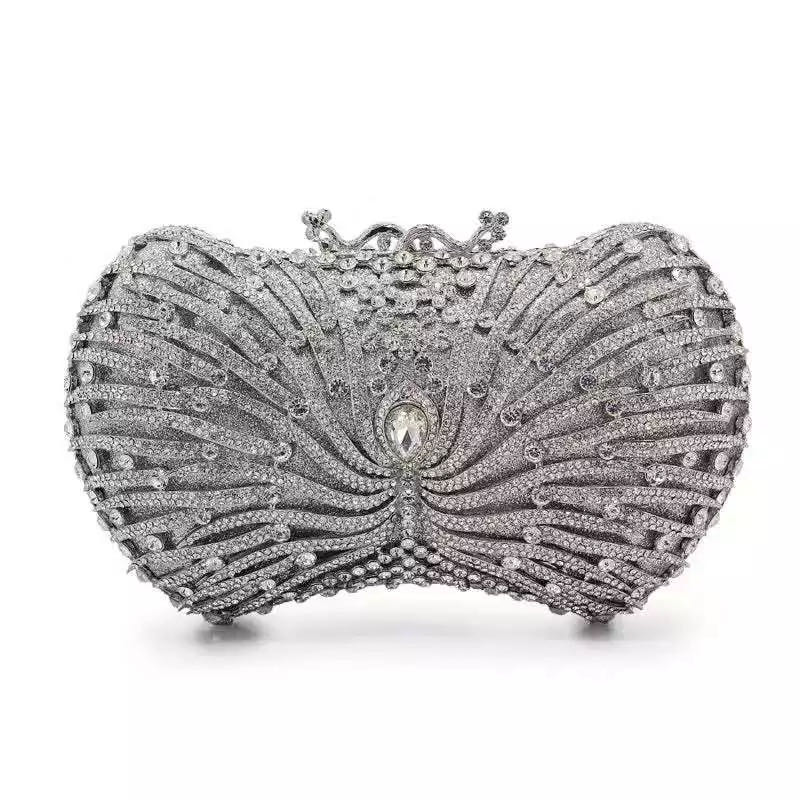 

Silver Crystal Stone Evening Bag WHTUOHENG Wedding Clutches Bags Diamond Bridal Prom Handbag Women Dinner Formal Clutches Purse 21cmX11cmX7cm серебряный