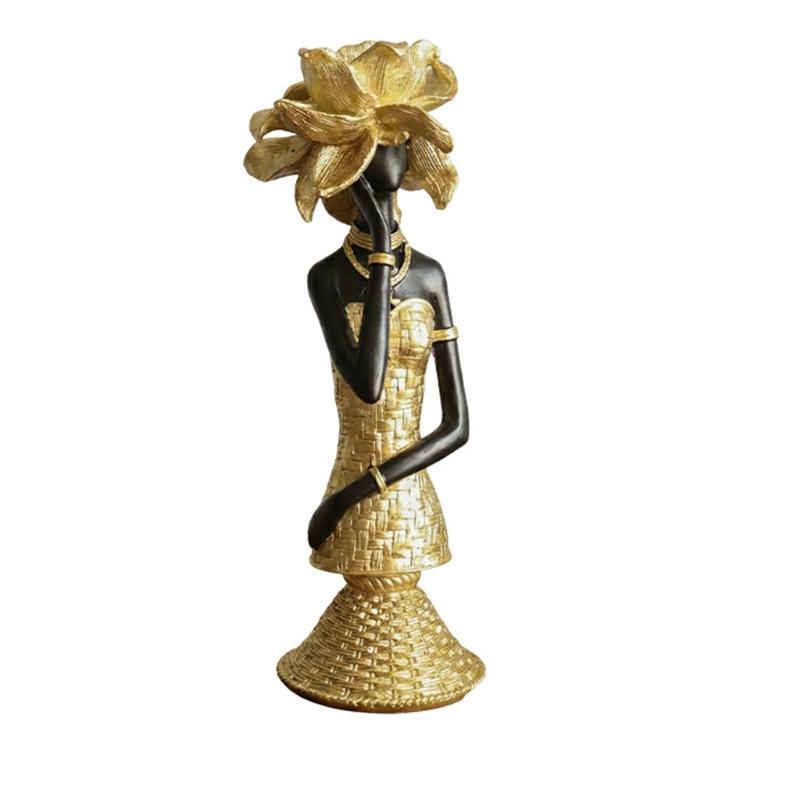 Dekoratif Heykeller Reçine Afrika Kadın Heykelleri Ev Dekoru Raf Dekoru Aksesuarlar Egzotik Kabile Kadın Figürleri Hediye