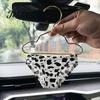 Rearview Mirror Decoration Leopard Print Underpants Car Pendant, Cute Mini Metal Hangers, Triangle Safe Pendant Underwear Quirky Auto Interior