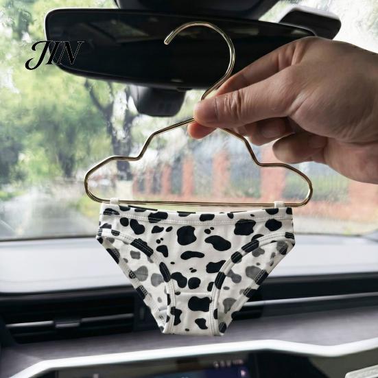 Rearview Mirror Decoration Leopard Print Underpants Car Pendant, Cute Mini Metal Hangers, Triangle Safe Pendant Underwear Quirky Auto Interior