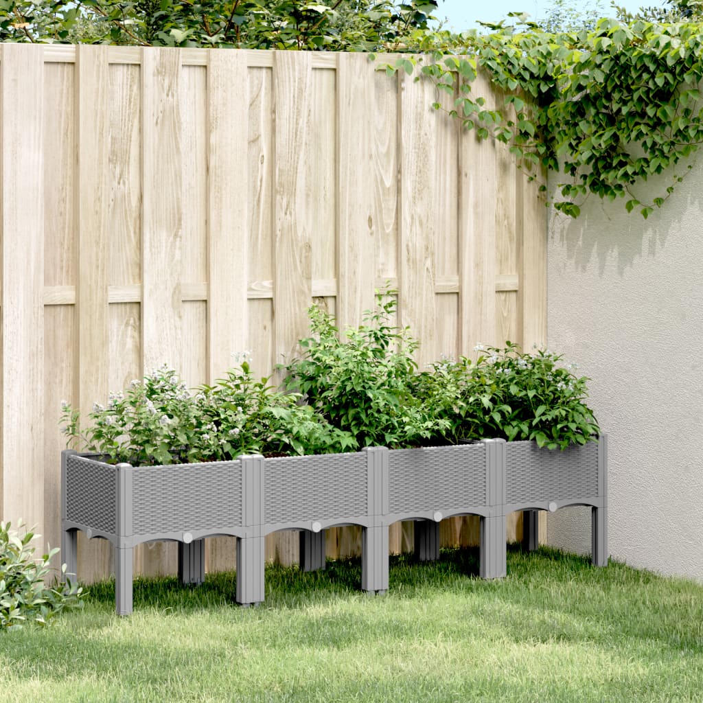 Planter with Legs Light Grey 160 x 40 x 42 cm PP