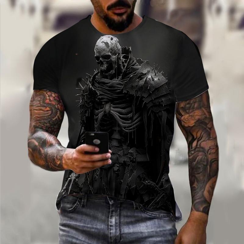 Men's T-Shirt For Men Horror Skull 3D Print Men's Tops Summer Short Sleeved Male Pullover Oversized Top Casual Men'S Clothing