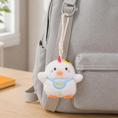 Plush Chicken Pendant Keychain, Embroidered Auspicious Words Design, with Squeaking Backpack Charm for Kids Adults