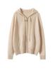 2025 Autumn Women's College Style Cashmere Hooded Cardigan Sweater with Zipper