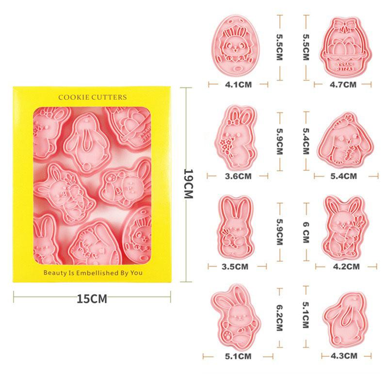 8Pcs Easter Rabbit Cookie Molds Bunny Carrot Easter Egg Cookie Cutters Pastry Fondant Mould Biscuit Stamp Mold Baking Tools Gift