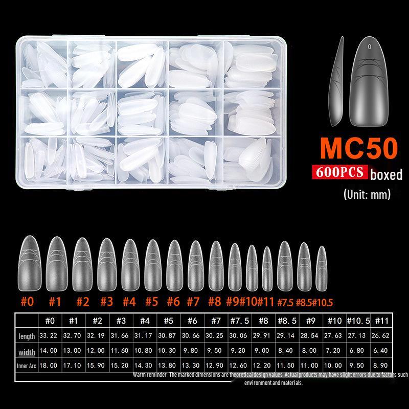 600pcs Transparent Full Cover Nail Tips with Scale Line - No Filing Needed, Traceless, Removable, Wearable False Fingernail Stickers in Box.