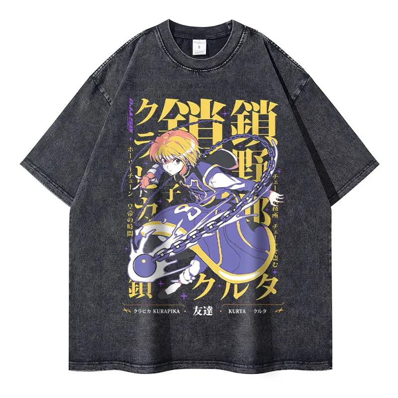 

Kurapika T Shirts Oversized Vintage Washed Anime Tshirt Streetwear Short Sleeve Unisexga Killua Zoldyck Gon Freecss Tops Tees Unisex M