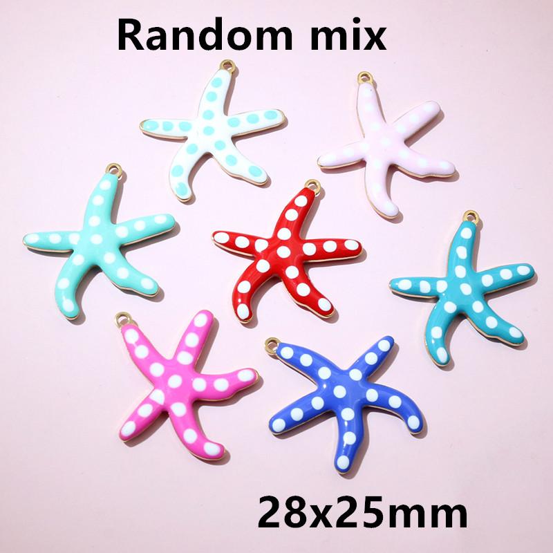 10pcs 2-Sizes Stainless Steel Starfish Charms Pendant Enamel DIY Jewelry Making Accessories Findings Bracelet Necklace Earrings