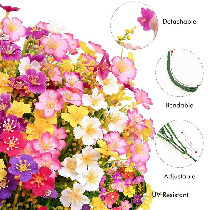 A33R-Artificial Flowers For Outdoors,6 Bundles Artificial Plants Outdoor, Fake Flowers, UV Resistant Faux Plants, Outdoor Durabl
