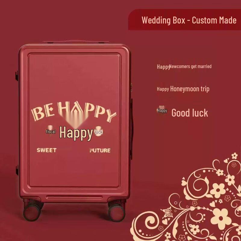 Qiuqiao Red Wedding Trolley Luggage 22 inch