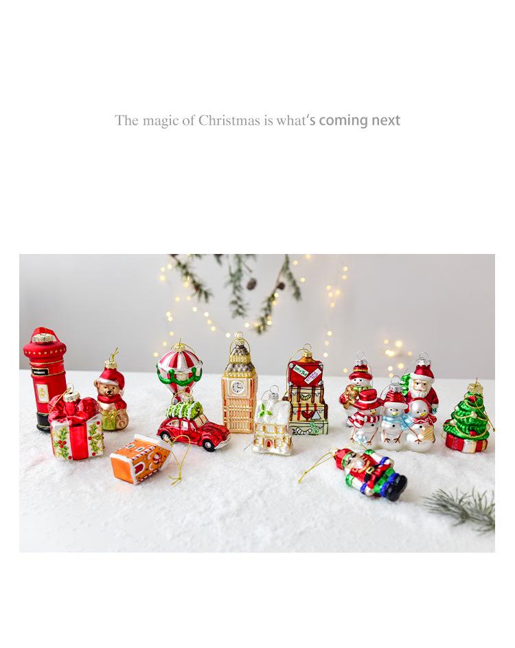 NUCHI Glass Christmas Ornaments: Santa, Snowman, Tree & Colored Balls Decorations