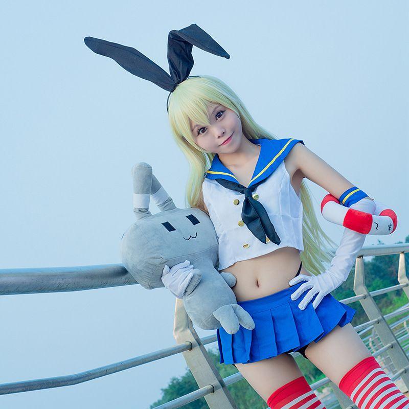 

Kantai Collection Шимаказе Кос Студенческий Наряд Полный Комплект Косплей Платье Комплект Танцы Wig One size fits all