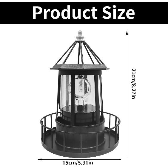 LED Solar Powered Lighthouse, 360 Degree Rotating Solar Lighthouse Outdoor, IP65 Waterproof Solar Lighthouse Garden Courtyards Lamps for Patio Garden