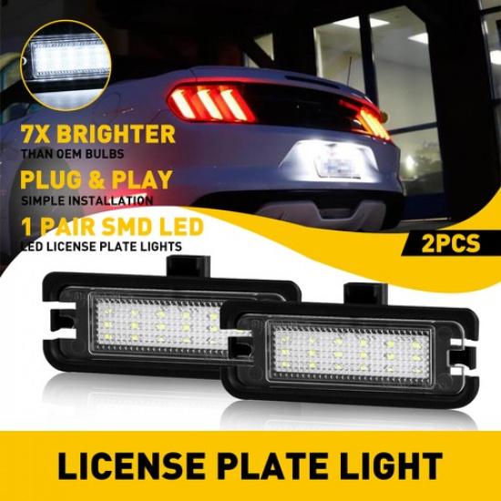2Pcs Bright Bumper Rear White LED License Light For Plate Ford Mustang 2015-