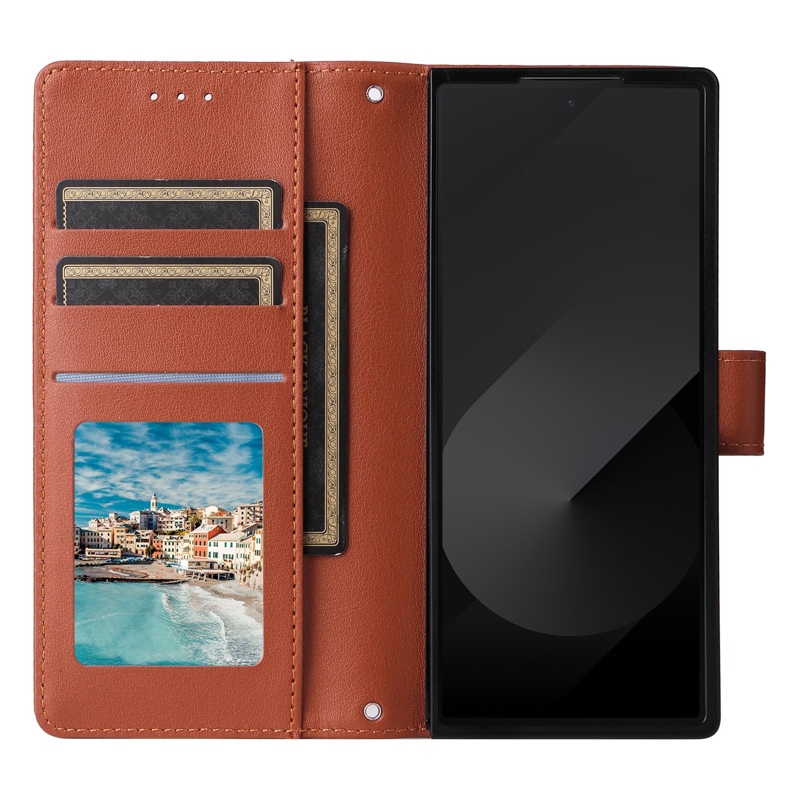 

For Samsung Galaxy Z Fold6 5G Leather Case Wallet Card Slots Phone Cover Rose Gold