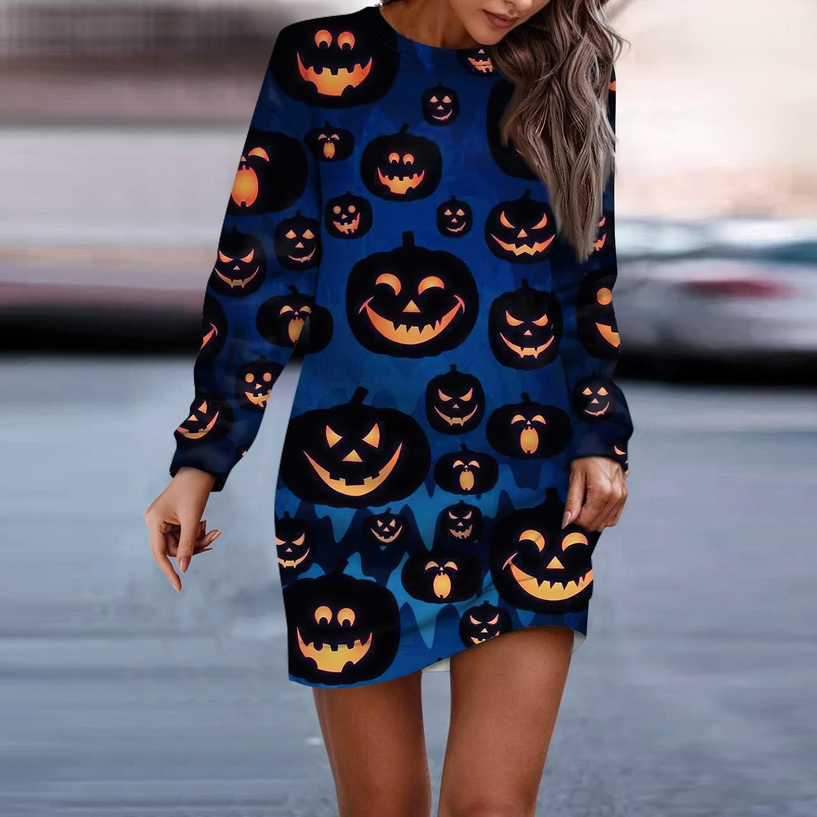 Женское платье-свитер с круглым вырезом и длинными рукавами на Хэллоуин M винный — фото 8