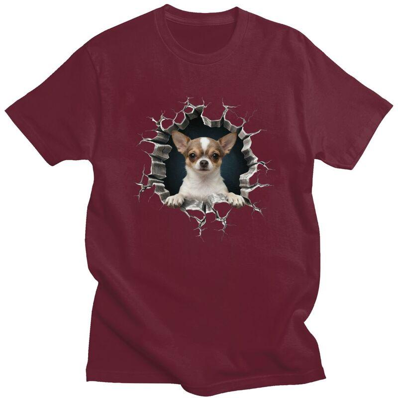 Breaking Through Chihuahua T Shirts Men ShortSleeve Dog Lover Tshirt Casual Tee For Husband100 Cotton Slim Fit Tshirt