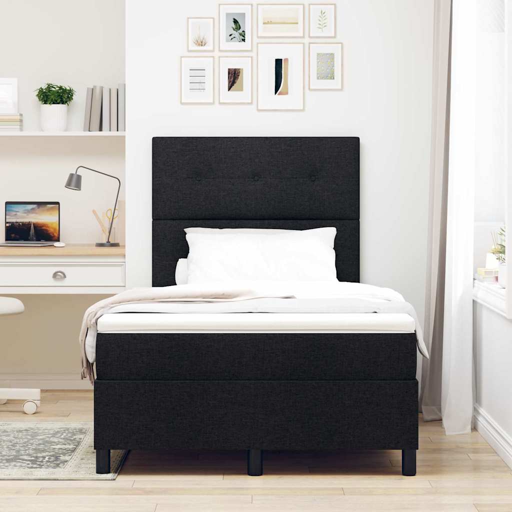 Box Spring Bed with Headboard Black 120 X 190 Cm Fabric