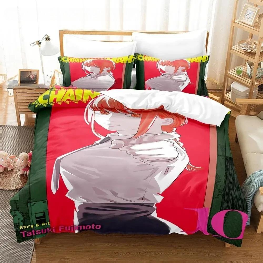Chainsaw Man Bedding Set Single Twin Full Queen King Size Bed Set Aldult Boys Bedroom Duvet Cover Sets 3D Print Anime Game