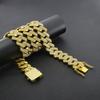 HY Rhinestone 20mm Diamond Cuban Link Bracelet Personality Joker Chain Unisex Zinc Alloy