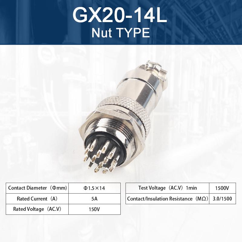 GX20 Nut Type  Male &Female Aviation Plug Socket Connector 2/3/4/5/6/7/8/9/10/12/14/15 PIN Cable Joint  Aviation Plug Connector