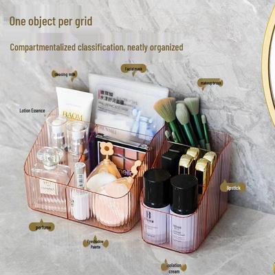 Elegant Acrylic Makeup Organizer: Transparent Storage Box with Sections for Lipstick and Brushes