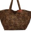 Fashion Large Capacity Handbag Leopard Pattern Tote School Work Shopping Bag Retro Canvas Shoulder Bag