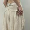Spring and Autumn Women's Casual Pleated Wide Leg Pants Linen Texture Loose High Waist Trousers