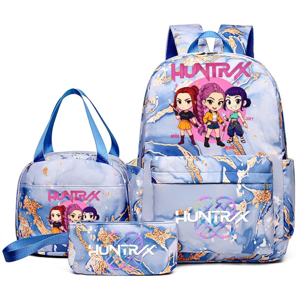 3Pcs/set Cartoon Kpop Printed Backpack with Handbag Pencil Case for Teenager Student Girl Boy Bookbag Schoolbag Women Large Capacity Travel Bag