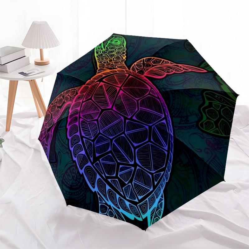 1pc Rainbow Sea Turtle Artwork Umbrella with Plastic Handle,Suitable for All Seasons Home Travel Outdoor UmbrellaDD275
