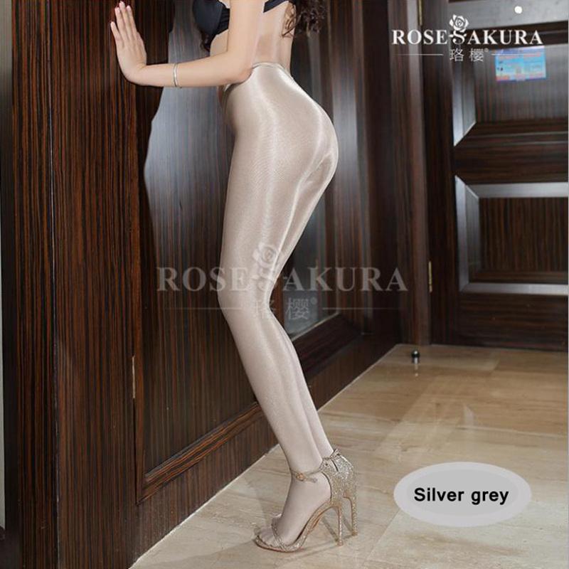 70D Women Sexy Oil Shiny Solid Glitter Tights T Crotch Plus Size Sparkle Pantyhose Female Black Glossy Stockings Dance Fitness