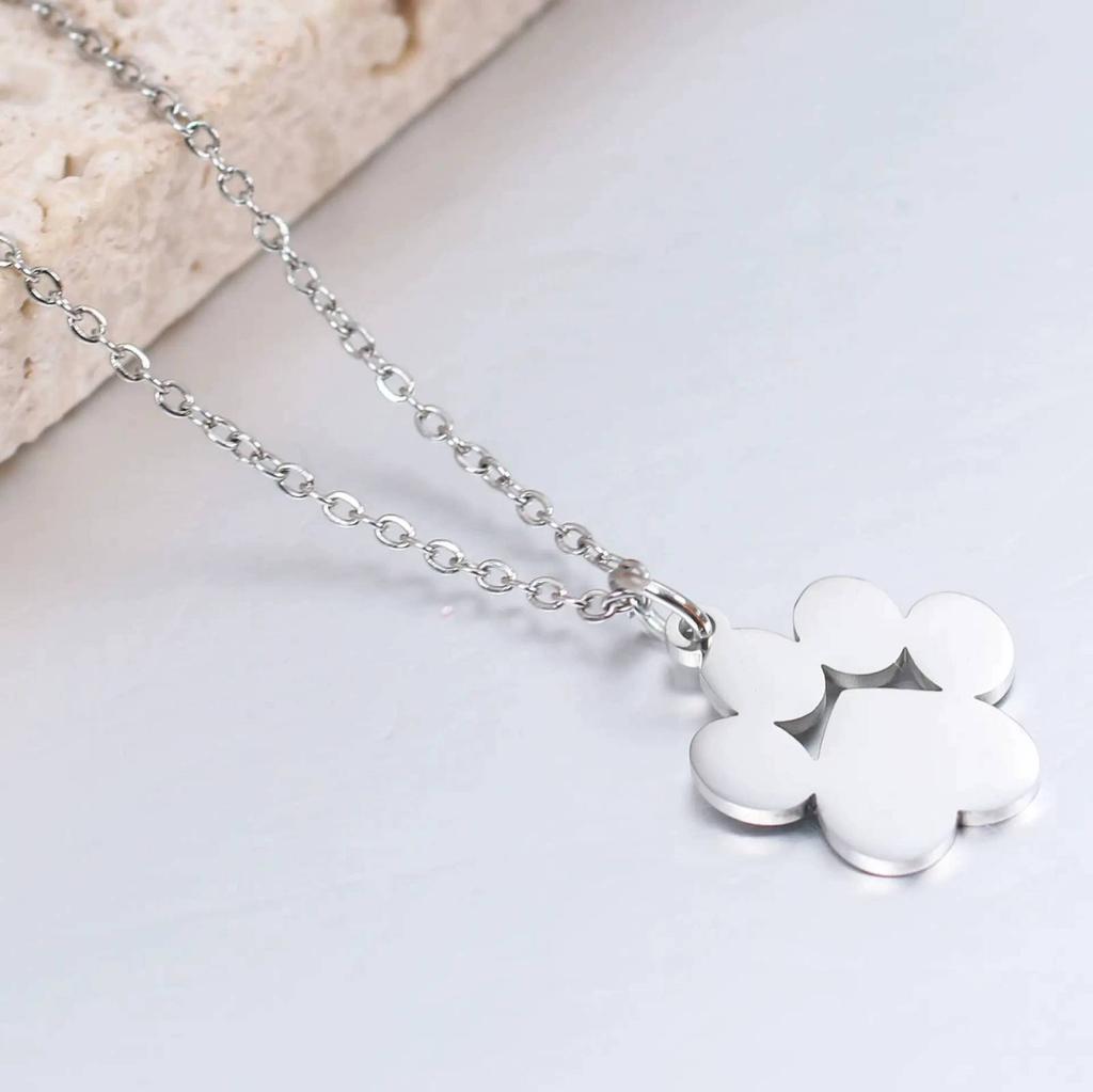 Pet Cat Dog Paw Pendant Necklace for Women Men Stainless Steel Jewelry Friend Gift