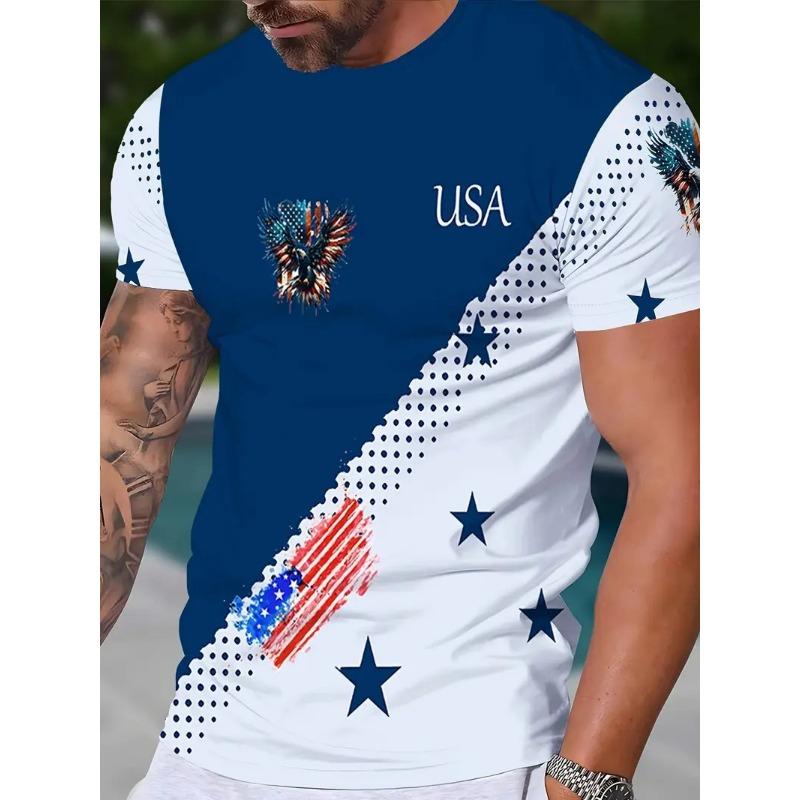 

Мужская футболка с 3D-принтом, с коротким рукавом, летняя новинка, с круглым вырезом, с принтом букв США XL