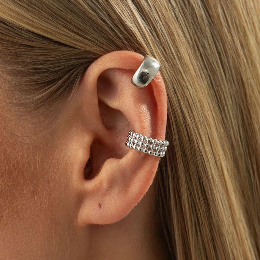 

Ingemark 2Pcs/Set Trendy Punk Silver Color C Shape Clip Earring for Women Vintage Metal No Piercing Ear Cuff New Year Jewelry