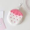 Zipper Design Plush Strawberry Keychain Lipstick Card Bag Earphone Bag  Gift Giving