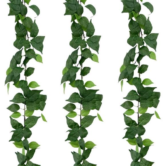 3 Strands Odorless Artificial Ivy Vines Kit, 71" Silk Ivy Garland with Green Leaves, Fake Hanging Plants Greenery Decoration for Bedroom, Windows,