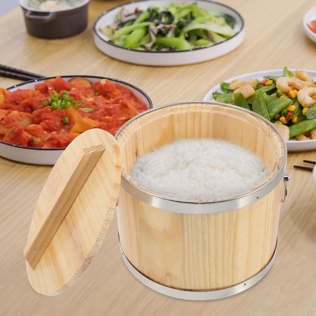 Secchio Rotondo in Legno per Riso Contenitore per Sushi Barile per Riso Cotto Contenitore Leggero per Alimenti Accessorio da Cucina