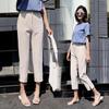 Korean Style Summer Women Suit Pants High Waist Pants with Slit Elegant Ladies Girls Casual Pants Capri