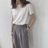 Damen Locker Weiß Rundhals Kurzarm T-Shirt - Schlicht, Trendig und Slim Fit
