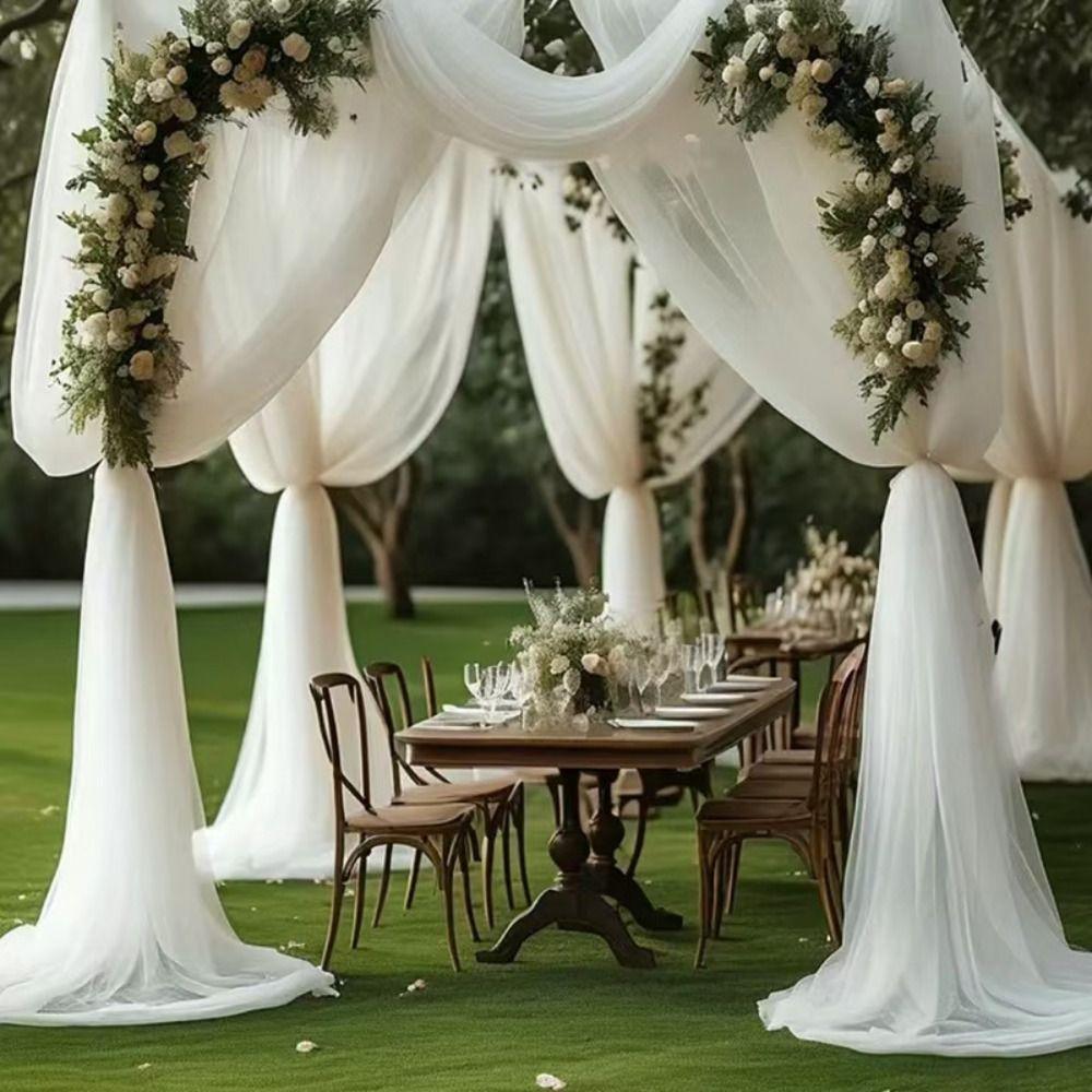 White Pink Wedding Tulle Arch Elegant Backdrop Fabric Arch Draping Fabric Birthday Party