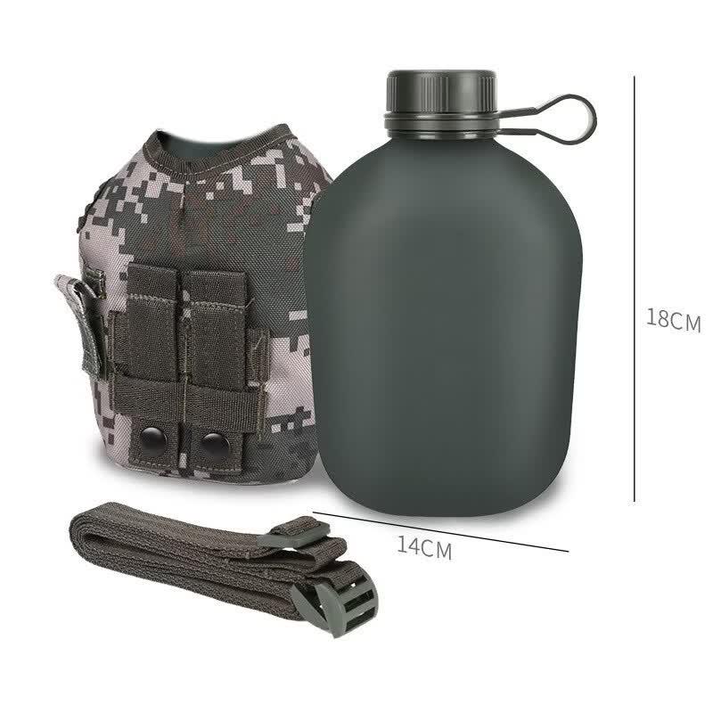 Miao Ang Outdoor Portable Aluminum Flat Water Bottle with Strap