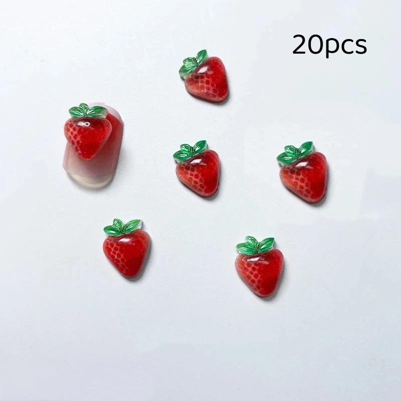 20Pcs Resin Fruit Nail Charms Jewelry Nail Art Decorations Parts Sweet 3D Mini Red Cherry Nail Art Accessories Diy Manicure Tool